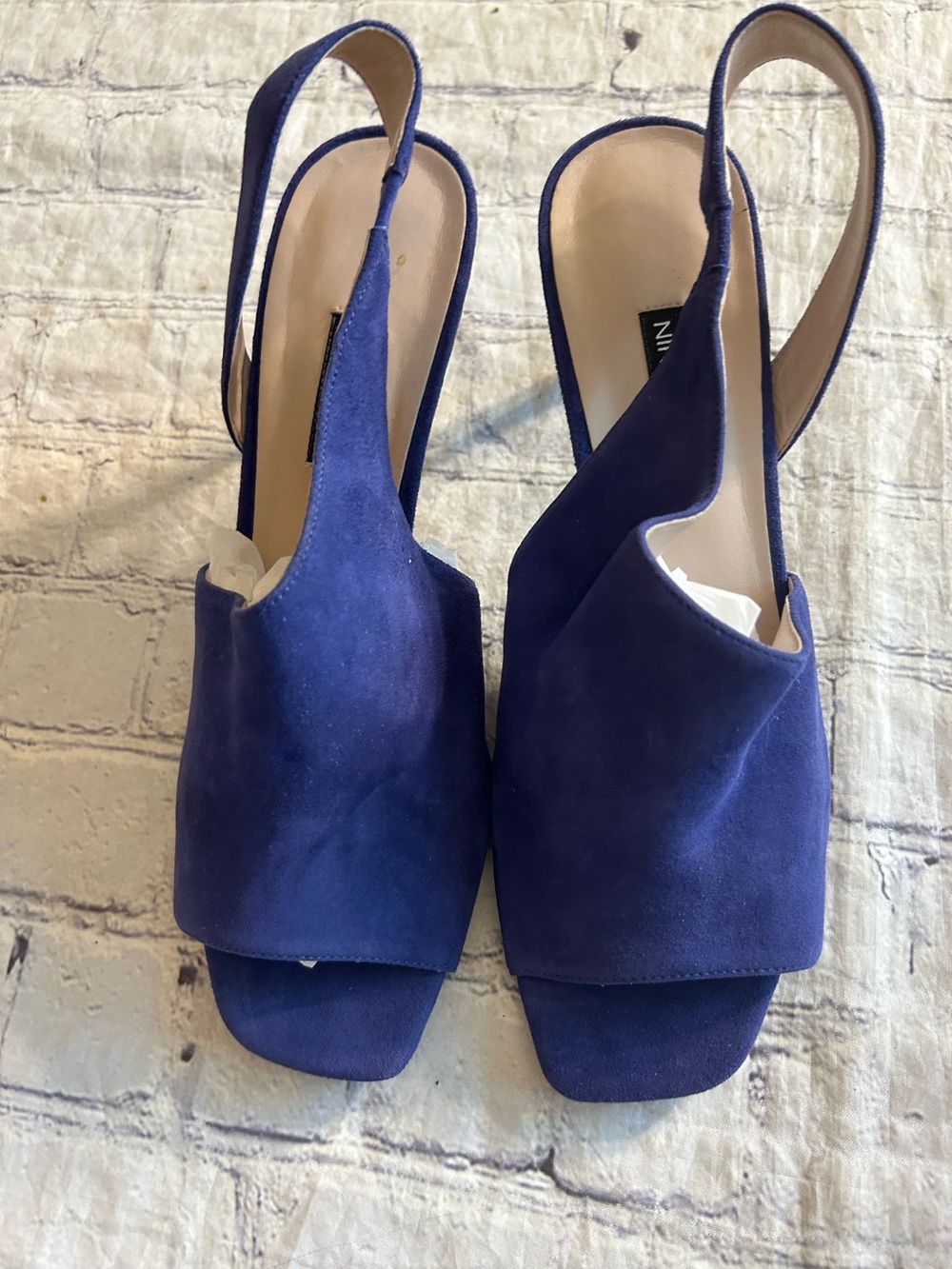 NINE WEST BLUE PURPLE SUEDE SLINGBACK OPEN TOE SQUARE SHAPE HEELS WOMEN’S 9M
